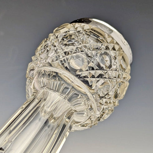 1910 年英國古董純銀裝飾切割玻璃花瓶 383 克 CC May & Sons